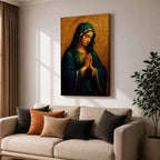 Virgin Mary Wall Art Our Lady of Sorrows Framed Canvas Catholic Sacred Religious Decor