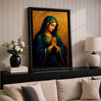 Virgin Mary Wall Art Our Lady of Sorrows Framed Canvas Catholic Sacred Religious Decor