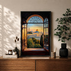 Masjid Al Aqsa Wall Art Window View Framed Canvas Jerusalem Mosque Islamic Palestine Decor