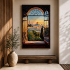 Masjid Al Aqsa Wall Art Window View Framed Canvas Jerusalem Mosque Islamic Palestine Decor