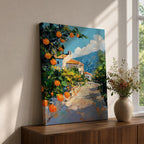Mediterranean Landscape Wall Art Italian Coastal Scene Framed Canvas Landscape Rustic Home Decor