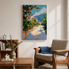 Mediterranean Landscape Wall Art Italian Coastal Scene Framed Canvas Landscape Rustic Home Decor