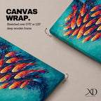 School of Fish Wall Art Swirling Motion Framed Canvas Koi Abstract Aquatic Underwater Decor