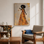 Black Lady Justice Wall Art Blindfolded Afro Framed Canvas Gold Abstract Legal Office Decor