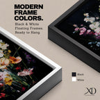 Floral Bouquet Wall Art Wildflower Botanical Framed Canvas Flower Arrangement Dark Black Moody Decor