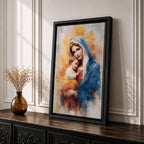 Madonna and Child Wall Art Virgin Mary Jesus Framed Canvas Holy Blessed Catholic Decor