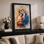Madonna and Child Wall Art Virgin Mary Jesus Framed Canvas Holy Blessed Catholic Decor