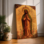 Our Lady of Guadalupe Wall Art La Morenita Framed Canvas Mexican Catholic Marian Decor