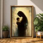 Virgin Mary and Baby Jesus Wall Art Madonna and Child Framed Canvas Christian Decor