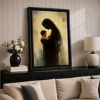 Virgin Mary and Baby Jesus Wall Art Madonna and Child Framed Canvas Christian Decor
