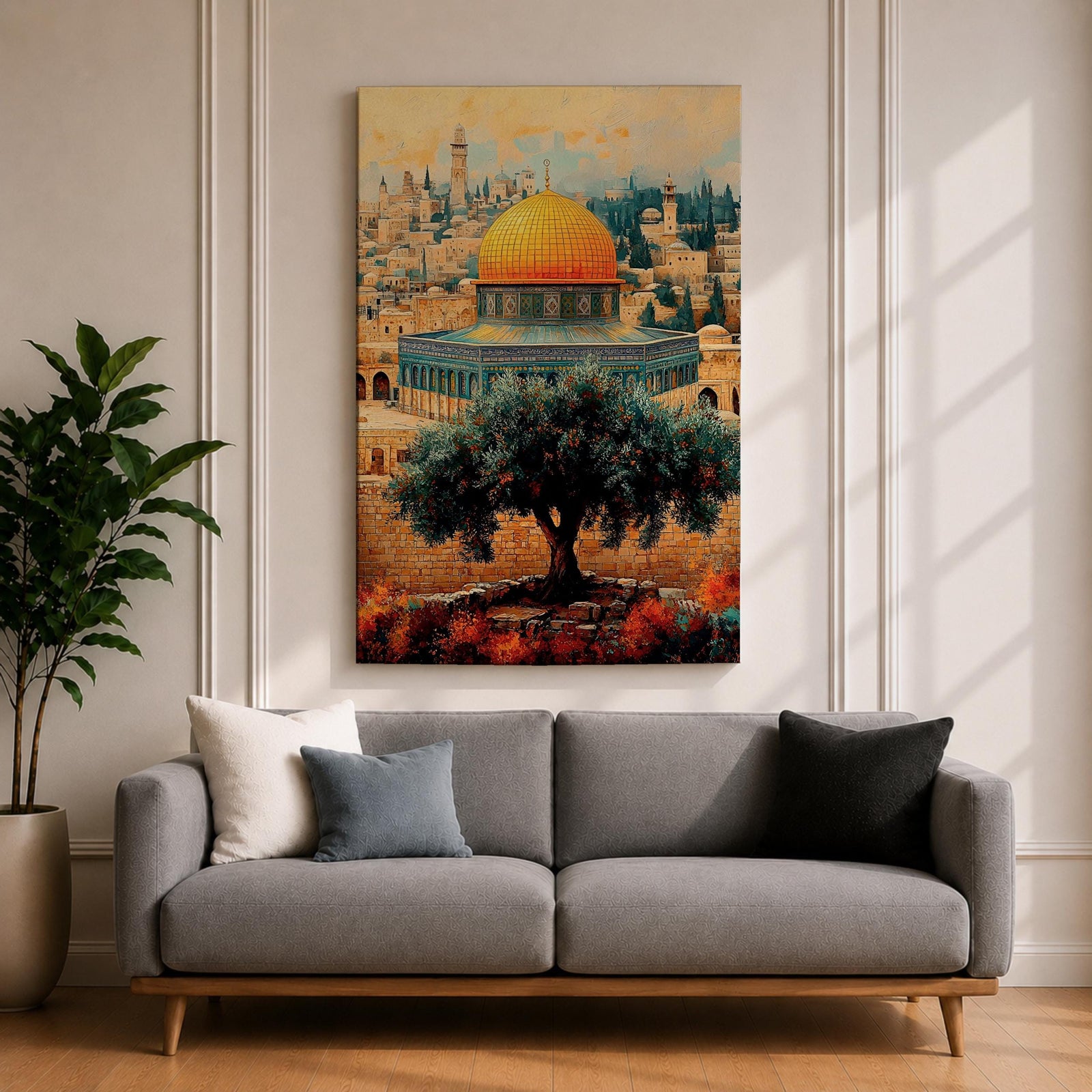 Masjid Al Aqsa Wall Art Olive Tree View Framed Canvas Jerusalem Mosque Islamic Decor
