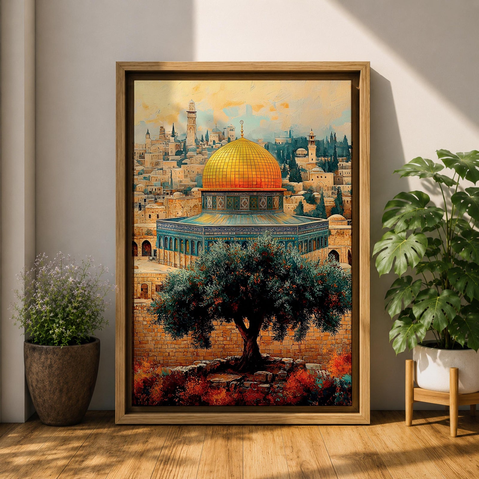 Masjid Al Aqsa Wall Art Olive Tree View Framed Canvas Jerusalem Mosque Islamic Decor