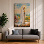 Our Lady of Fatima Wall Art Virgin Mary Apparition Framed Canvas Catholic Home Decor