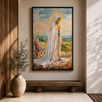 Our Lady of Fatima Wall Art Virgin Mary Apparition Framed Canvas Catholic Home Decor