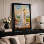 Our Lady of Fatima Wall Art Virgin Mary Apparition Framed Canvas Catholic Home Decor