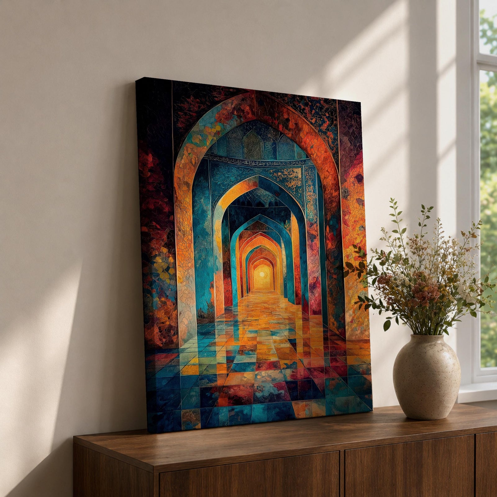 Islamic Arch Wall Art Mosque Corridor Framed Canvas Moroccan Archway Middle Eastern Islamic Decor
