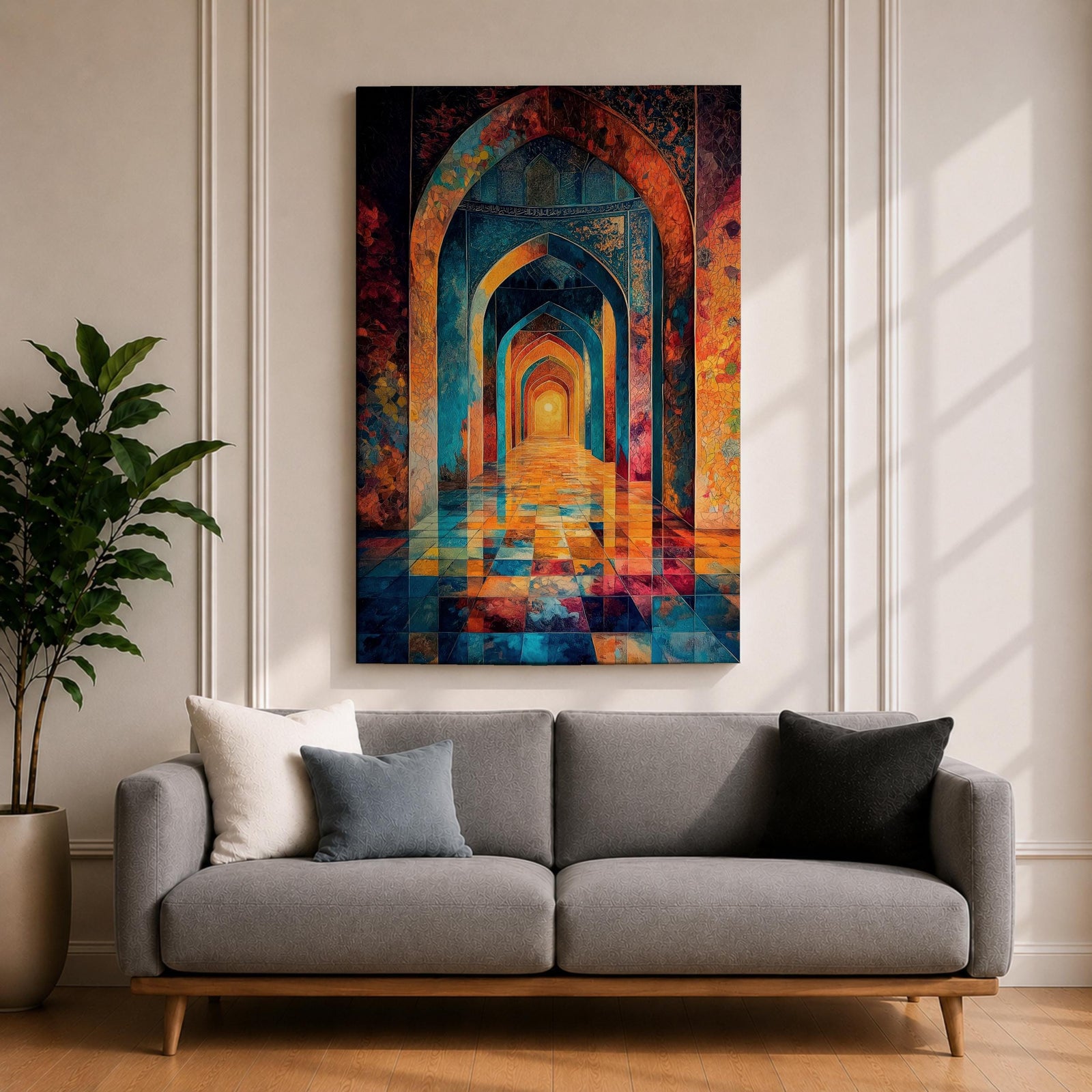 Islamic Arch Wall Art Mosque Corridor Framed Canvas Moroccan Archway Middle Eastern Islamic Decor