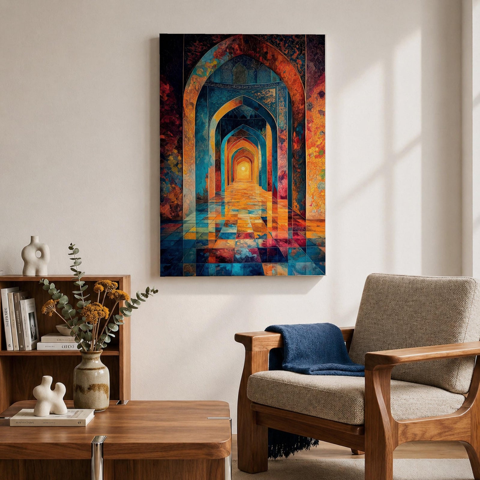 Islamic Arch Wall Art Mosque Corridor Framed Canvas Moroccan Archway Middle Eastern Islamic Decor