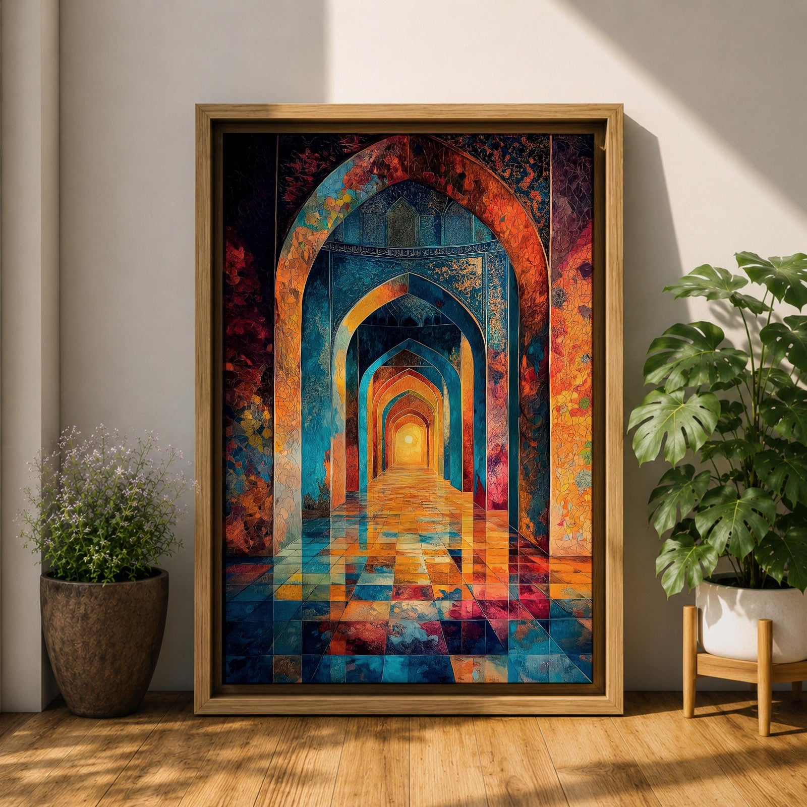 Islamic Arch Wall Art Mosque Corridor Framed Canvas Moroccan Archway Middle Eastern Islamic Decor
