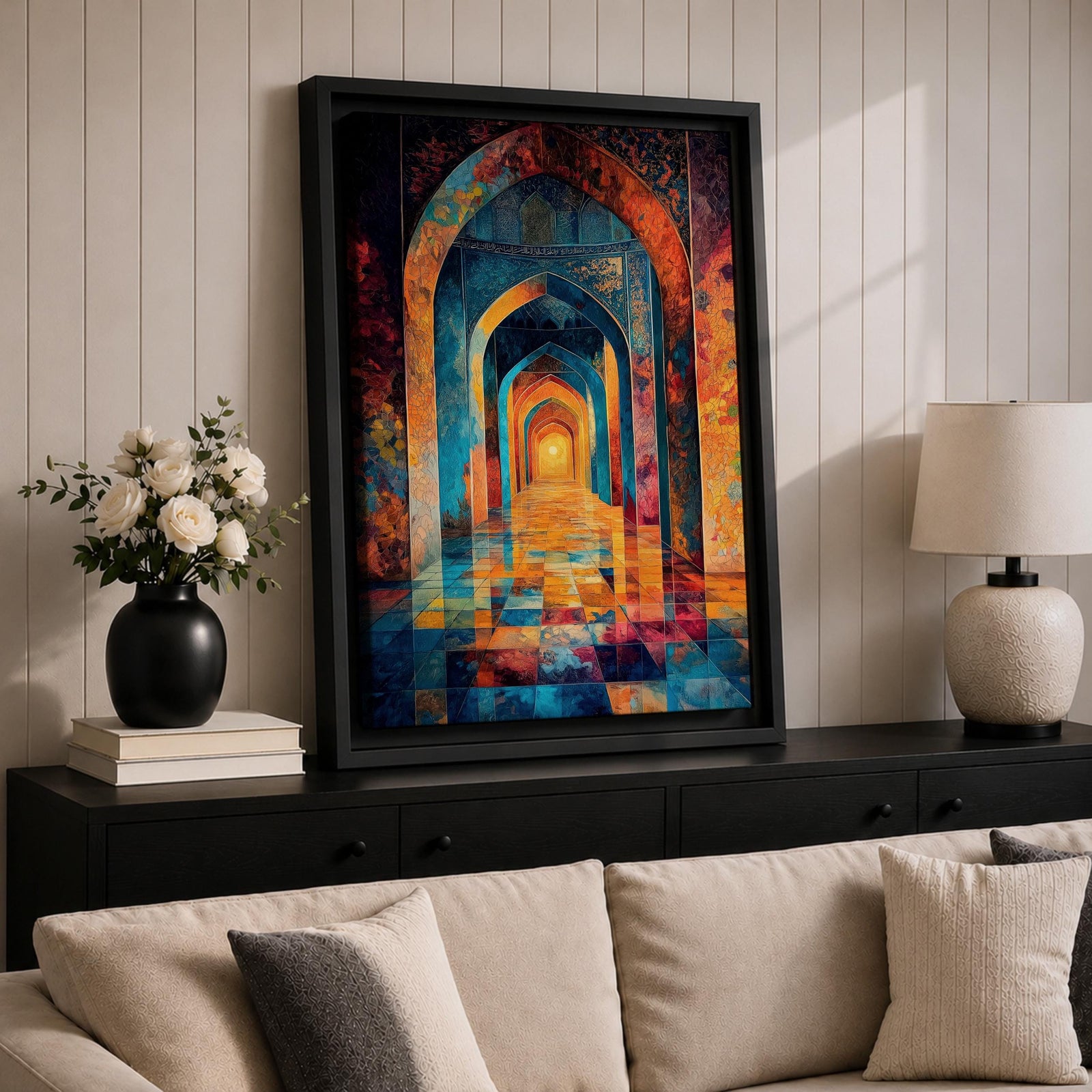 Islamic Arch Wall Art Mosque Corridor Framed Canvas Moroccan Archway Middle Eastern Islamic Decor