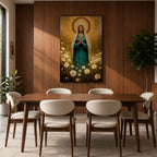 Virgin Mary Wall Art Wildflower Framed Canvas Madonna Christian Prayer Room Home Decor