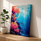 Coral Reef Wall Art Tropical Underwater Ocean Framed Canvas Marine Life Landscape Bedroom Decor