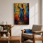 Lady Justice Legal Symbol Wall Art Blindfolded Scales Stained Glass Gift Office Home Decor