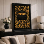 Kaaba Wall Art Gold Embroidery Framed Canvas Masjid Haram Mecca Textile Islamic Home Decor