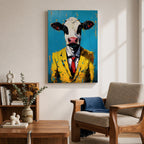 Cow Business Wall Art Portrait Abstract Animal Surreal Modern Humor Gift Office Home Decor