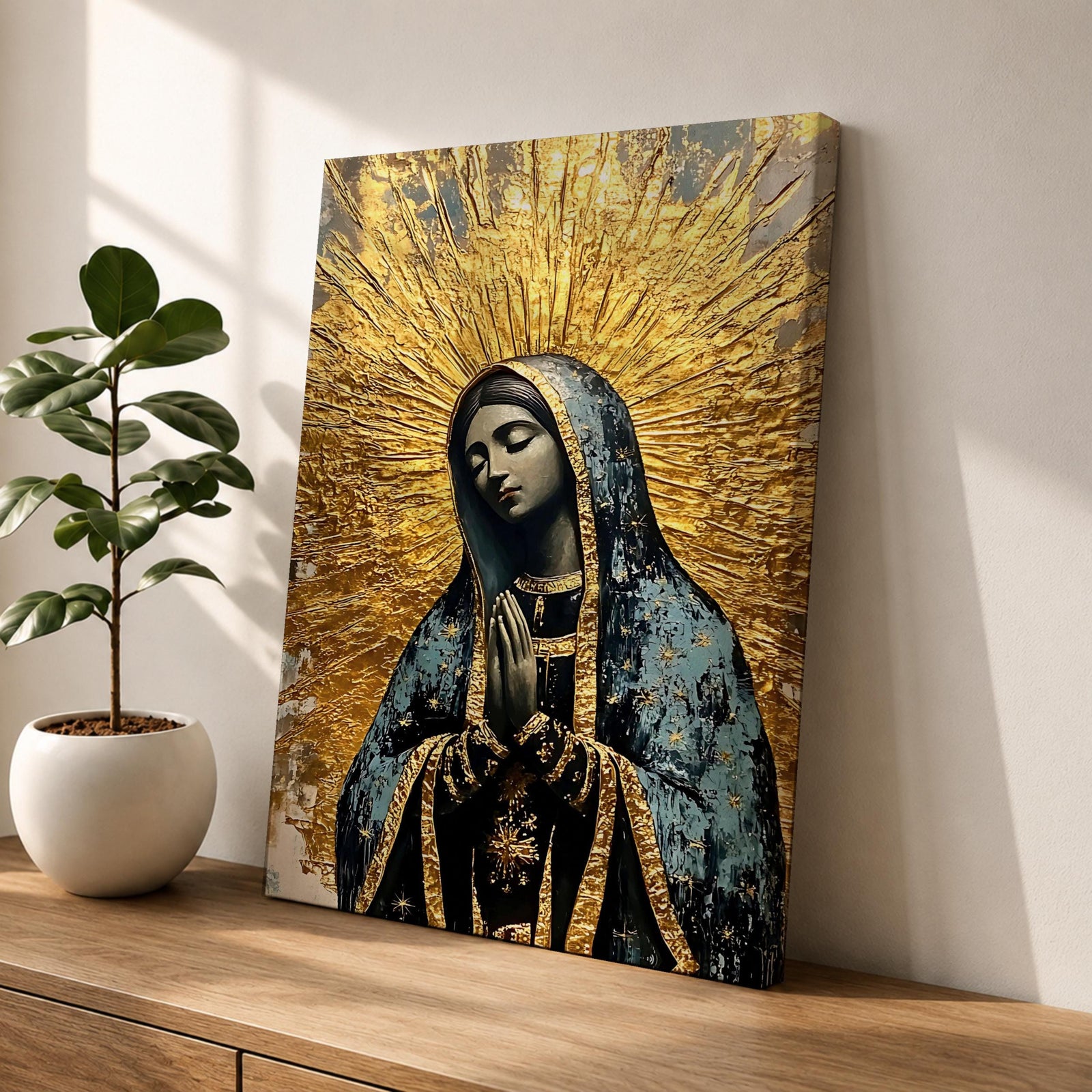 Our Lady of Guadalupe Wall Art Prayer Framed Canvas Virgen del Tepeyac Catholic Decor