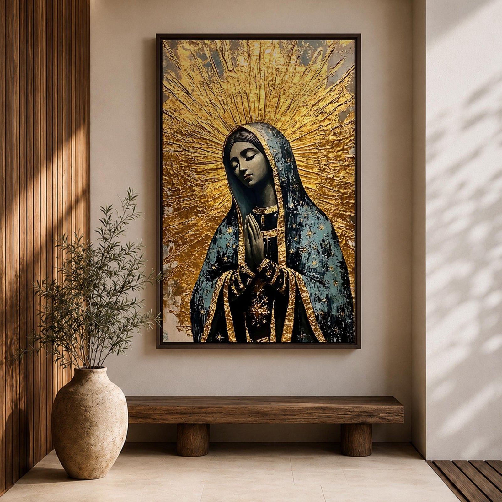 Our Lady of Guadalupe Wall Art Prayer Framed Canvas Virgen del Tepeyac Catholic Decor