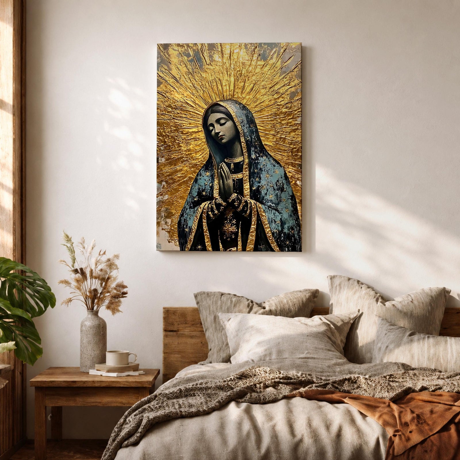 Our Lady of Guadalupe Wall Art Prayer Framed Canvas Virgen del Tepeyac Catholic Decor