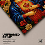 Immaculate Heart of Mary Wall Art Mother of Mercy Framed Canvas Marian Catholic Decor