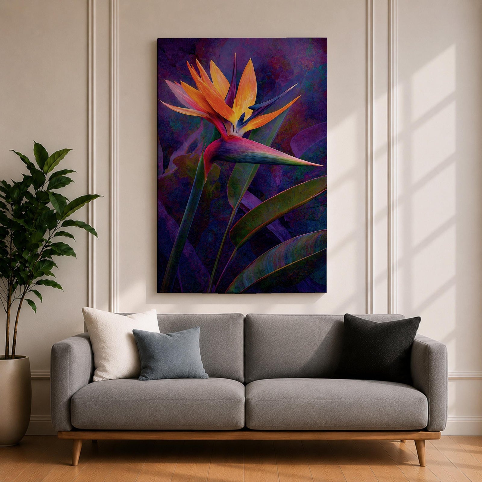 Bird of Paradise Wall Art Garden Bloom Framed Canvas Strelitzia Abstract Tropical Home Decor