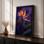 Bird of Paradise Wall Art Garden Bloom Framed Canvas Strelitzia Abstract Tropical Home Decor