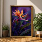 Bird of Paradise Wall Art Garden Bloom Framed Canvas Strelitzia Abstract Tropical Home Decor