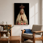Our Lady of Fatima Wall Art Praying Portrait Framed Canvas Madonna Catholic Christian Decor