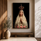 Our Lady of Fatima Wall Art Praying Portrait Framed Canvas Madonna Catholic Christian Decor