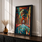 Mosque Corridor Wall Art Islamic Arch Framed Canvas Masjid Persian Architecture Muslim Home Decor
