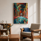 Mosque Corridor Wall Art Islamic Arch Framed Canvas Masjid Persian Architecture Muslim Home Decor