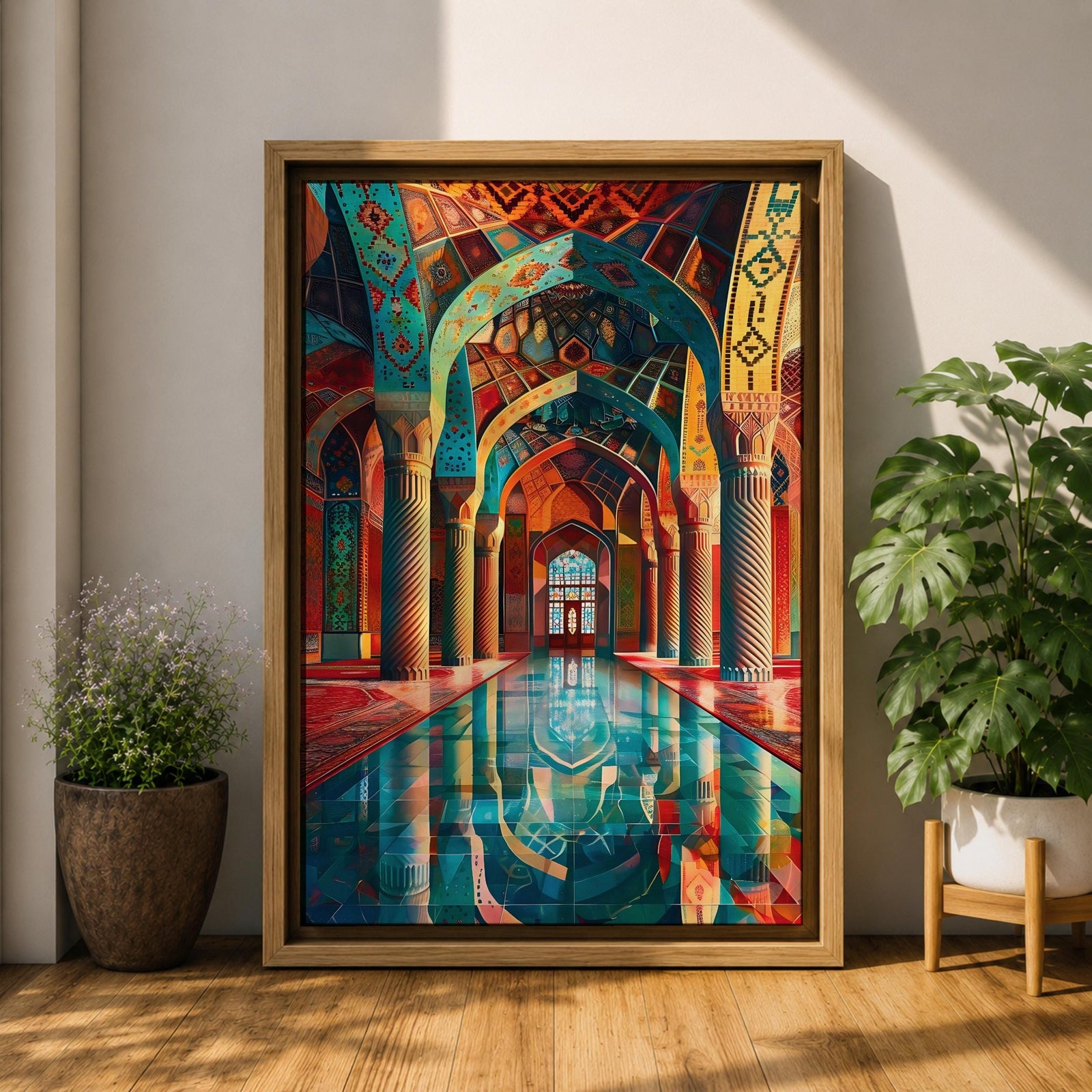 Mosque Corridor Wall Art Islamic Arch Framed Canvas Masjid Persian Architecture Muslim Home Decor
