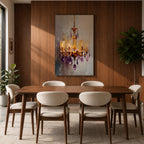 Chandelier Wall Art Modern Lighting Framed Canvas Purple Gold Crystal Abstract Elegant Wall Decor