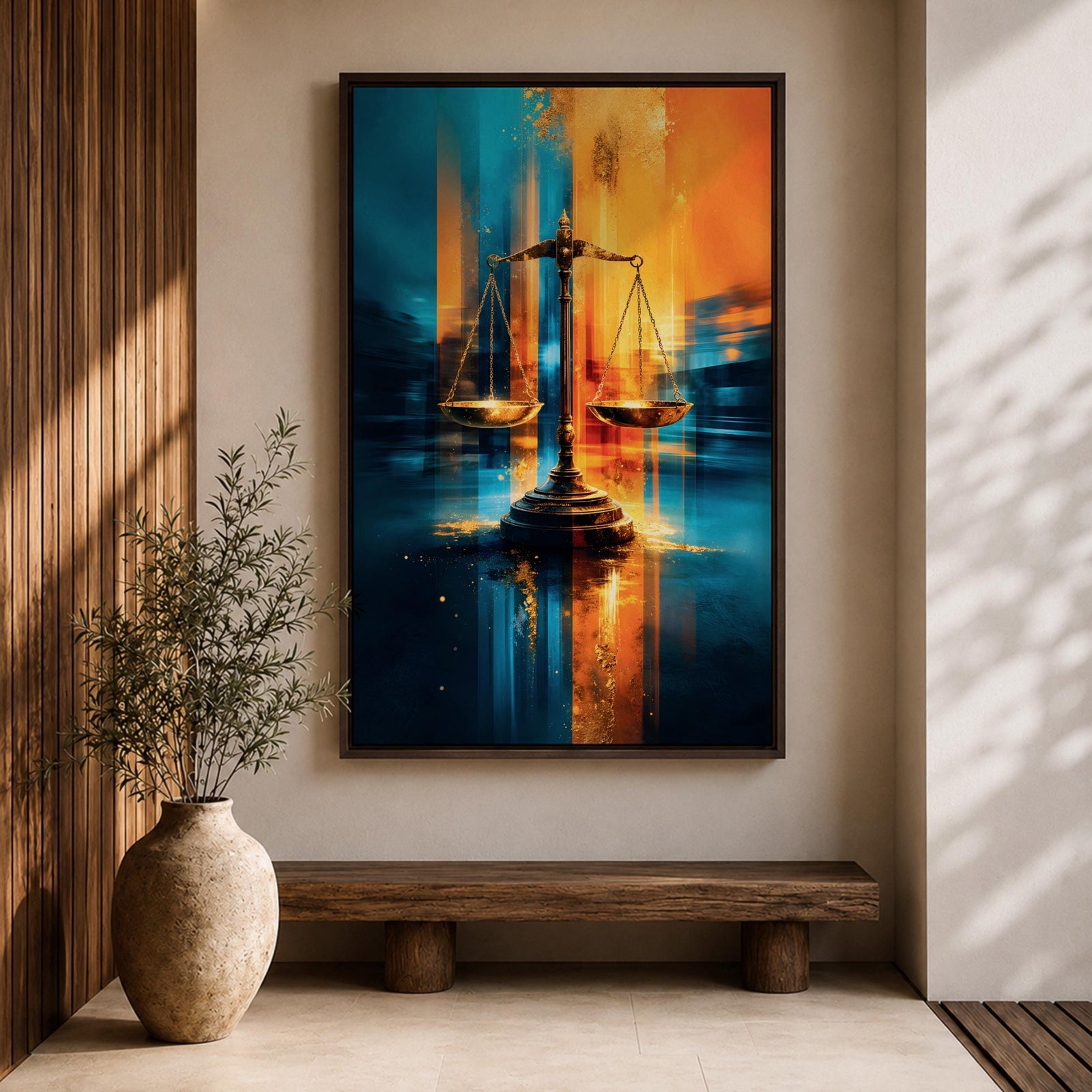 Scales of Justice Wall Art Balanced Scale Canvas Libra Symbol Modern Law Office Decor