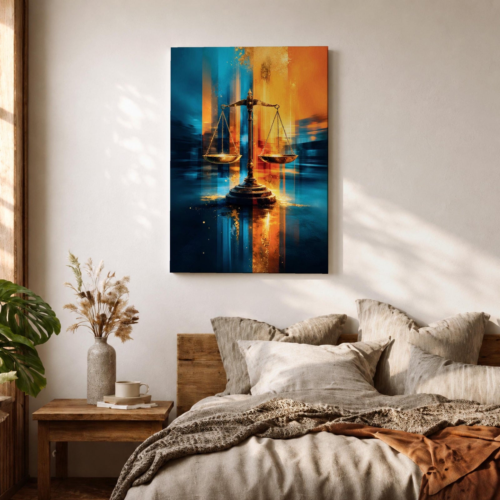Scales of Justice Wall Art Balanced Scale Canvas Libra Symbol Modern Law Office Decor