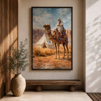 Ornate Camel Wall Art Desert Camp Framed Canvas Bedouin Arabian Middle Eastern Wall Decor