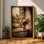Masjid Al Aqsa Wall Art Floral Window Framed Canvas Jerusalem Mosque Middle Eastern Decor
