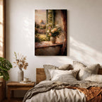 Masjid Al Aqsa Wall Art Floral Window Framed Canvas Jerusalem Mosque Middle Eastern Decor
