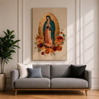 Our Lady of Guadalupe Wall Art La Guadalupana Framed Canvas Mexican Catholic Altar Decor