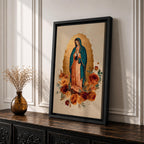 Our Lady of Guadalupe Wall Art La Guadalupana Framed Canvas Mexican Catholic Altar Decor
