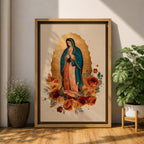 Our Lady of Guadalupe Wall Art La Guadalupana Framed Canvas Mexican Catholic Altar Decor